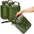 Produktbild: BW® Benzinkanister Metall 3x 5 Liter mit Ausgießer - Kraftstoffkanister Olivgrün - RAL 6003 - TÜV-geprüft und UN-Zulassung - 0,9mm Stahl nach DIN 7274 - Made in Europe
