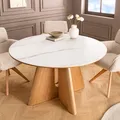 Produktbild: riess-ambiente Runder Esstisch ORGANIKO 120cm weiß natur marmoriert Keramik Eichenholz 4 Personen