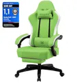 Produktbild: GTPLAYER Gaming Stuhl Ergonomischer Gaming Sessel Schreibtischstuhl Kunstleder, Federsitzkissen, Verbindungsarmlehnen und Fußstütze 150KG, grün