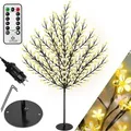 Produktbild: Kirschblütenbaum Mit Fernbedienung Lichterbaum Indoor Outdoor Metallfuß Stabil Weihnachten Beleuchtung Leuchtbaum Warmweiß 180cm - Kesser