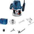 Produktbild: Bosch Professional: Oberfräsmaschine GOF 130 (Parallelführung, Kopierbolzen, Staubabsaugadapter, Zentrierstift, Führungsrolle, 2 Befestigungsklemmen)
