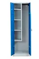 Produktbild: Putzmittelschrank, B 600 mm, 4 Böden, verkürzte Mitteltrennwand, abschließbar, enzianblau RAL 5010/l.grau RAL 7035 310915