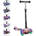 Produktbild: Habib 3D Kinderroller 3-Rad mit LED Licht | Klappbar & Verstellbar: Pink - Rosa