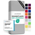 Produktbild: Jacobson Spannbettlaken BOXSPRING & ÜBERLÄNGE aus 100% Baumwolle, für hohe & lange Matratzen, Jersey Bettlaken 160 g/m2, OEKO-TEX® grau|silberfarben 140 - 160 cm x 220 cm