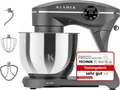 Produktbild: KLAMER Küchenmaschine 1800W, Knetmaschine mit 6 Liter Edelstahl Schüssel, 10 Geschwindigkeitsstufen mit Timer, Rührbesen, Knethaken, Schneebesen und Spritzschutz, grau