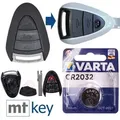 Produktbild: Repair Reparatur Satz Auto Schlüssel Austausch Gehäuse mit 3 Tasten + HAA Rohling + Batterie kompatibel mit Porsche 911 997 987 Boxster Cayman