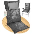 Produktbild: Herlag Hochlehner-Gartenstuhlauflage AVA 123x50x9cm | Extra Dicke Sitzauflage 9 cm mit Kopfpolster | Polsterauflage mit Deluxe-Komfort | Öko Tex 100 | 1 Polster | Geblümt