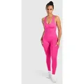 Produktbild: Smilodox Jumpsuit Elsie, Seamless Einteiler, Racerback, Ganzkörperanzug figurformend Sportanzug geripptes Material, Overall atmungsaktiv, Workout Yoga rosa XS