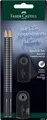 Produktbild: FABER-CASTELL 218472 - Bleistifte Set Sparkle, mit Spitzer, Radiergummi und 2 Bleistifte, Schreibset Sleeve in schwarz