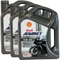 Produktbild: 3x4 Liter Shell Advance Ultra 15W-50 Motorradöl 15W50  4 Takt Vollsynthetisch