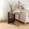 Produktbild: [en.casa] Beistelltisch Ulvik Sofatisch Halbrunder Dekotisch dekorative Rückwand Nachttisch Tischplatte aus Glas Couchtisch Wohnzimmertisch 50x50x35cm Schwarz