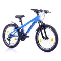 Produktbild: Mountainbike 20 Zoll MTB mit Aluminium-Rahmen 21 Gang Shimano FD-TZ500/RD-TY200D Schaltwerk, Kettenschaltung, Vordere Federung, Alurahmen, ideal für Fahrer bis 140 cm (blau)
