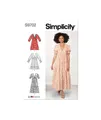 Produktbild: Simplicity Schnittmuster-Set für Damen, V-Ausschnitt, Empire-Kleid, Code S9702, Größen 46-50-52-54, mehrfarbig