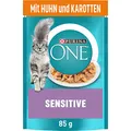 Produktbild: PURINA ONE Sensitive Katzenfutter nass, zarte Stückchen in Sauce mit Huhn, 26er Pack (26 x 85g)
