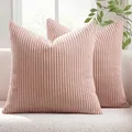 Produktbild: MIULEE 2er Set Kissenbezüge Kord Kissenhülle Dekorative Kissenbezug Sofakissen Couchkissen Dekokissen Zierkissenbezug Deko Kissenhülle mit Verstecktem Reißverschluss 40x40 cm Rosa