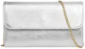Produktbild: Caspar Echt Leder Clutch Abendtasche Damen Handtasche aus Wildleder im Metallic Stil - PREMIUM LINE - Modell No.779 - Made in Italy, Farbe:silber metallic (Goldkette), Größe:One Size