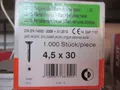 Produktbild: 1000 Stück Marken Holzschrauben 4,5x30mm verzinkt / Aktion S3Pal3