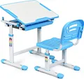 Produktbild: COSTWAY Kinderschreibtisch hoehenverstellbar, Schülerschreibtisch Kindermoebel neigungsverstellbar, Kindertisch mit Stuhl, Schreibtisch Kinder, Blau