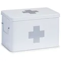 Produktbild: Medizinbox Metall weiß Erste Hilfe Hausapotheke Notfallbox Verbandsbox