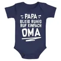 Produktbild: MoonWorks Body Baby Body Spruch lustig Papa bleib ruhig ruf einfach Mama/Oma blau 3-6 Monate