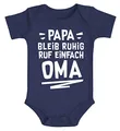 Produktbild: MoonWorks® Baby Body Spruch lustig Papa bleib ruhig ruf einfach Mama/Oma Bio-Baumwolle Jungen & Mädchen Oma navy 3-6 Monate