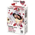Produktbild: Fujifilm Sofortbildfilm Instax Mini Heart Sketch, 8,6 x 5,4cm, 10 Blatt