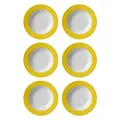 Produktbild: Ritzenhoff & Breker Doppio Suppenteller, 6er Set, Teller tief mit farbigem Rand, Essteller, Porzellan, Sonnengelb, Ø 22 cm, 565072