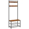 Produktbild: VASAGLE Garderobenbank mit Haken und Schuhrost HSR41BX braun, schwarz Metall 70,0 cm