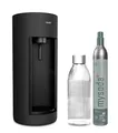 Produktbild: Mysoda: Glassy Wassersprudler aus Holzkomposit mit CO2-Zylinder und 1L Glasflasche & BPA-Frei 1L Plastikflasche - Schwarz