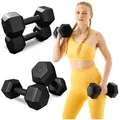 Produktbild: TREX SPORT Kurzhanteln Hanteln Set 2x5kg TX-005CD | Kunststoff Hexagon Dumbbell für Krafttraining | sechseckige Anti-Roll Form, ergonomischer Griff