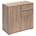 Produktbild: Casaria® Kommode mit 2 Türen 2 Schubladen 70x75x35cm Holz Modern spiegelbarer Aufbau Schlafzimmer Büro Flur Mehrzweckschrank Aktenschrank Schrank Eiche