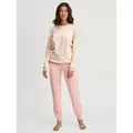 Produktbild: CALIDA Schlafanzug Soft Dreams (2 tlg) Ringel-Design, warm, weich, Frottee-Qualität, Cotton-Mix rosa M (44/46)