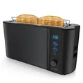 Produktbild: Arendo Automatik 2 Scheiben 1000W Langschlitz Toaster, Auftaufunktion, Wärmeisolierendes Doppelwandgehäuse, Schwarz