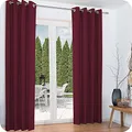 Produktbild: Beautissu 2er Set Thermovorhang Gardine 140x245 cm Bordeaux – Ösen Thermogardine Set – Ösenvorhang isolierend Kälte- & Hitzeschutz – Vorhang verdunkelnd Wohnzimmer, Schlafzimmer – Amelie to