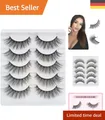 Produktbild: Handgefertigte 3D Katzenaugen Wimpern - 5 Paare, Fluffige & Wiederverwendbare