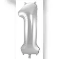 Produktbild: Folat XL Folienballon Zahl 1 in silber, 86 cm, 1 Stück, Helium Ballon (unbefüllt) - Luftballon