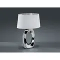 Produktbild: Reality Leuchten - Große Tischleuchte taba Keramik Silber - Stoffschirm Weiß, Höhe 52cm
