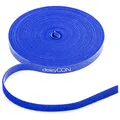 Produktbild: deleyCON 10m Klett Kabelbinder Klettband Klettbandrolle 10mm Breit Kabelmanagement Kabelorganizer Klettkabelbinder Klettverschluss zuschneidbar Blau