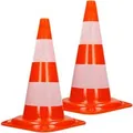 Produktbild: ECD Germany 2Er Verkehrskegel Pylone 47cm Orange-Weiß 2 Reflektierenden Streifen