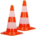 Produktbild: ECD Germany 2x Verkehrskegel 47 cm Orange-Weiß 2 Reflektoren Stapelbar Flexibel Warnkegel Leitkegel Verkehrshütchen