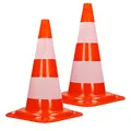 Produktbild: ECD Germany 2 Stück Verkehrskegel Pylone 47 cm, Orange-Weiß, Verkehrsleitkegel mit 2 reflektierenden Streifen, stapelbar & flexibel, Warnleitkegel Warnkegel Leitkegel Verkehrshütchen Markierungskegel