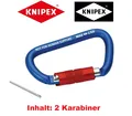 Produktbild: 2 Stück KNIPEX 00 50 03 T BK Materialkarabiner mit Schraubverschluss Länge 81 mm