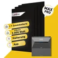 Produktbild: Balkonstrom Balkonkraftwerk 2000W Solaranlage mit Speicher | 1xZusatzspeicher | 2xSolarmodul Bifazial | Anker Solix 3 Pro | Kabel 3m