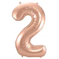 Produktbild: XL Folienballon Zahl 2 in rose-gold, 86 cm, 1 Stück, Helium Ballon (unbefüllt)