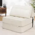 Produktbild: HOMMPA Klappbares Schlafsofa mit Kissen, faltbarer Sessel mit Rückenlehne, tragbares Einzelschlafsofa für Wohnzimmer & Büro, Weiß, 80x80x60cm - Weiß