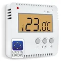 Produktbild: ELEKTROBOCK PT14 Digitaler Raumthermostat 230V | Ein Knopfdruck - Temperaturwechsel | kein programmieren notwendig | großes beleuchtetes LCD Display | Wandthermostat für elektrische Heizungen