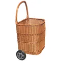 Produktbild: Mit großen Rädern Weide Einkaufswagen, Markt Korb, Transportkorb für Holz