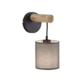 Produktbild: Wandleuchte innen E27 H: 29,5 cm Holz Metall Stoff Wandlampe Schlafzimmer