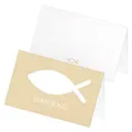 Produktbild: itenga 24 x Tischkarten Platzkarten Namensschild Fisch Kommunion Taufe Konfirmation Jungen Mädchen (Sand)