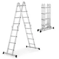 Produktbild: Juskys Aluminium Multifunktionsleiter 4x4 Stufen - 4,7 m Länge klappbar - Leiter 4-teilig bis 150 kg - Gelenkleiter Klappleiter Stehleiter Aluleiter